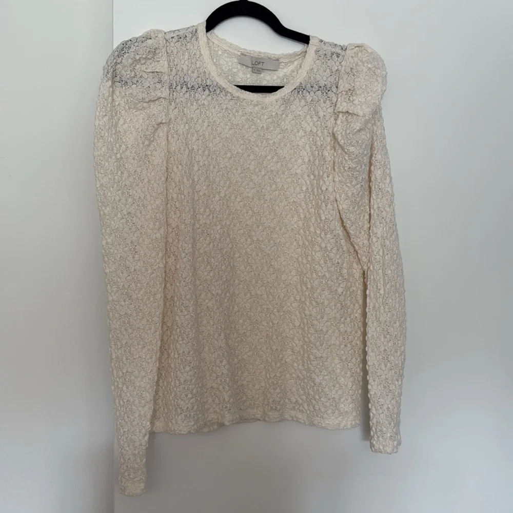 Loft Floral Lace Pleated Puff Sleeve Top Size M NWOT